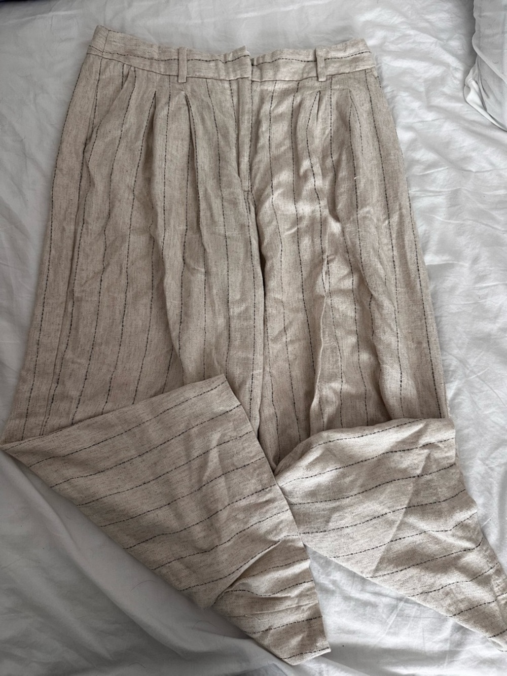 Worthington Neutral Stripe Linen-Blend Trousers